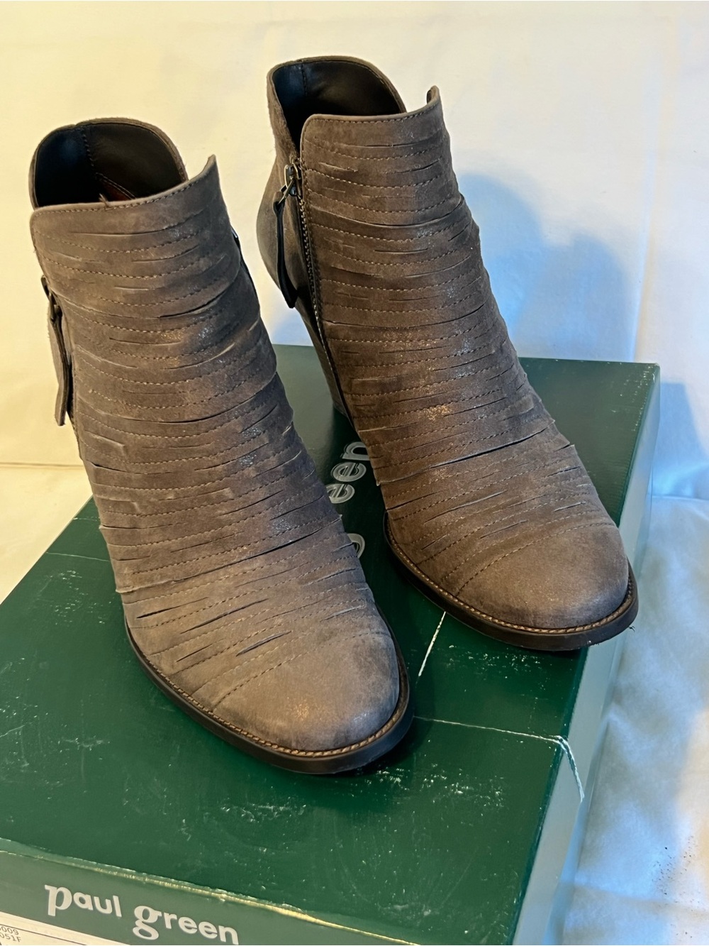 Paul Green Malibu Sliced Zip Ankle Booties - Earth Antique - Size 9 US (6.5 UK)